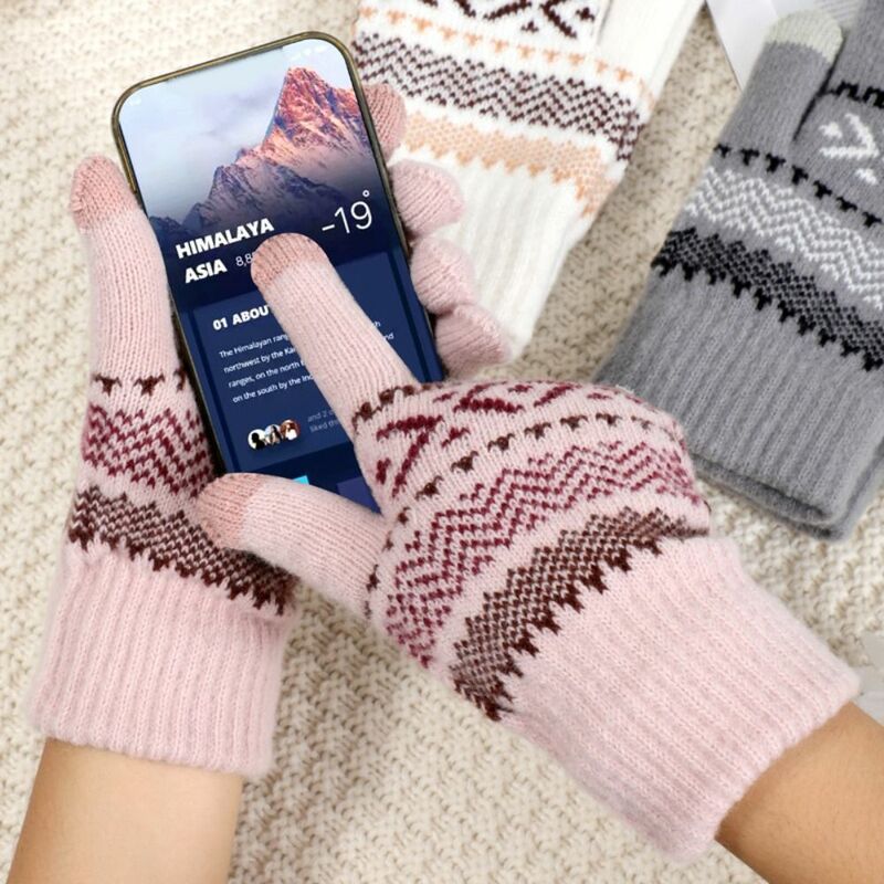 Autumn Winter Thicken Warm Gloves for Women Men Touchscreen Knitted Wool Mittens Unisex Full Finger Guantes Hands Warmer Unisex