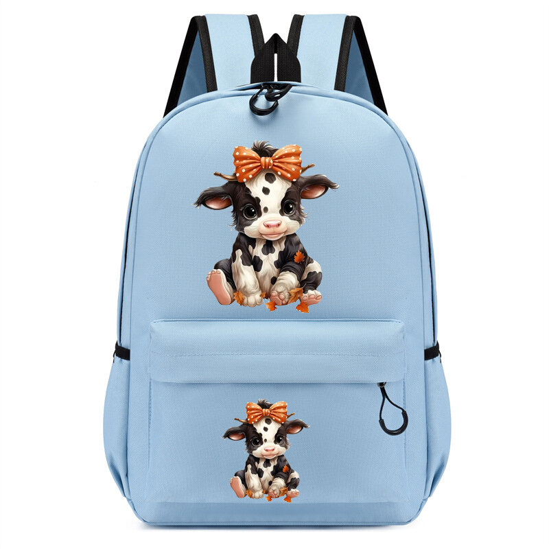 Рюкзак для девочек с милым мультяшным ковбойским рисунком коровы, детский школьный ранец, студенческий рюкзак с рисунком аниме для детского сада