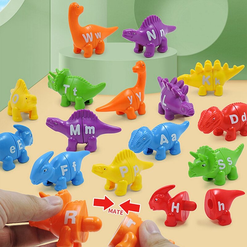 알파벳 공룡 학습 장난감, 미세 운동 기술, 교육용 장난감, 유치원 학습 활동