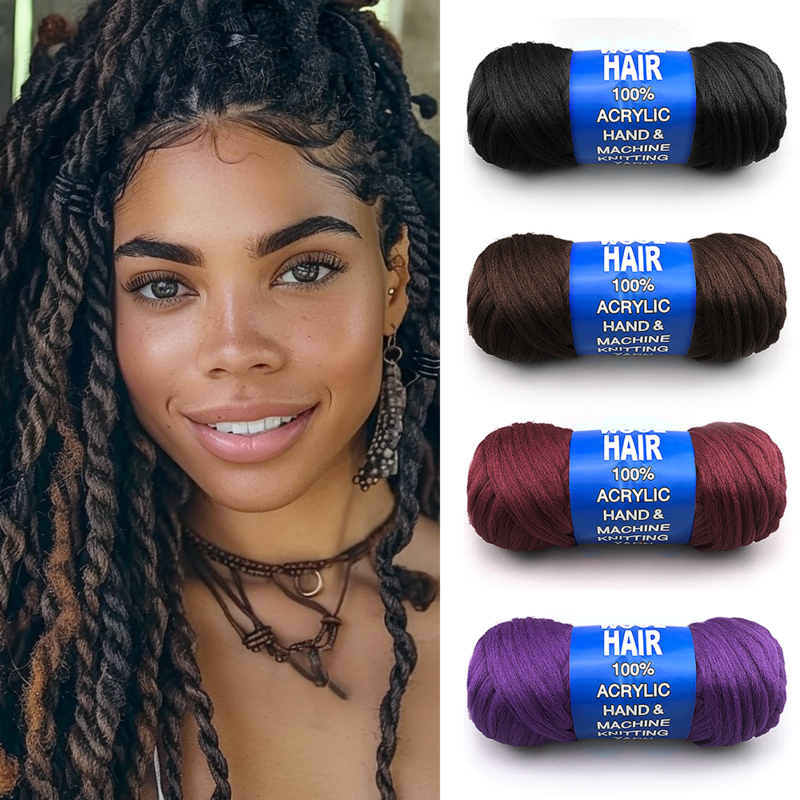 Extensión de cabello de lana sintética para mujer, envoltura de cabello trenzado de ganchillo Jumbo, giro senegalés de baja temperatura, africano