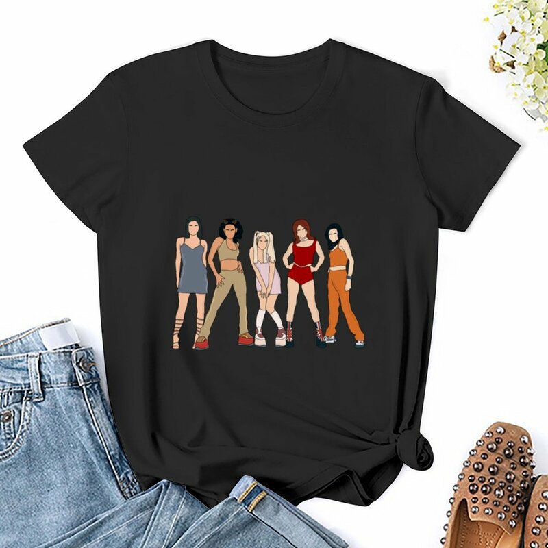 Camiseta Spice Girls para mulheres, roupas verão, tops hippie, ajuste solto