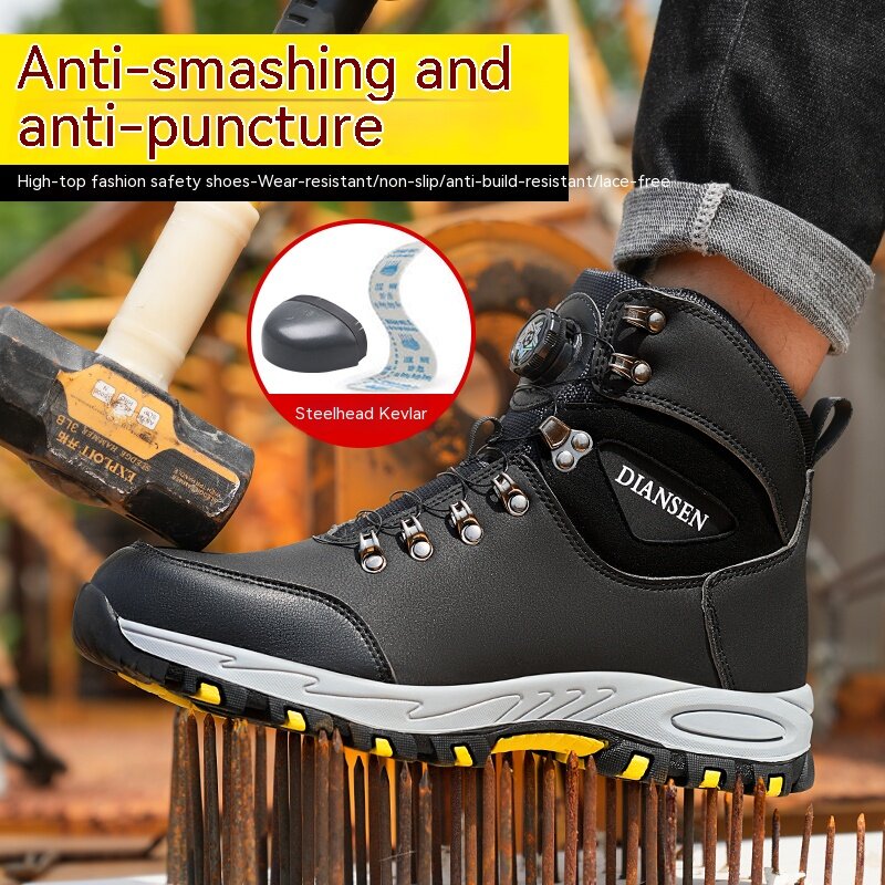 Work Sneakers Men Safety Shoes Construction Steel Toe Work Shoes Safety Boots Men Shoes Anti-puncture Working Summer Boots