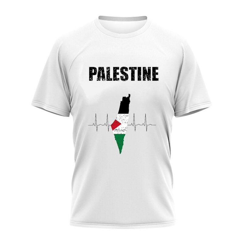 Mens Palestine T Shirts Short Sleeve Printed Round Neck Cool Top Casual Sweatshirt  Palestinian Dna Tee Tops Clothing For Men