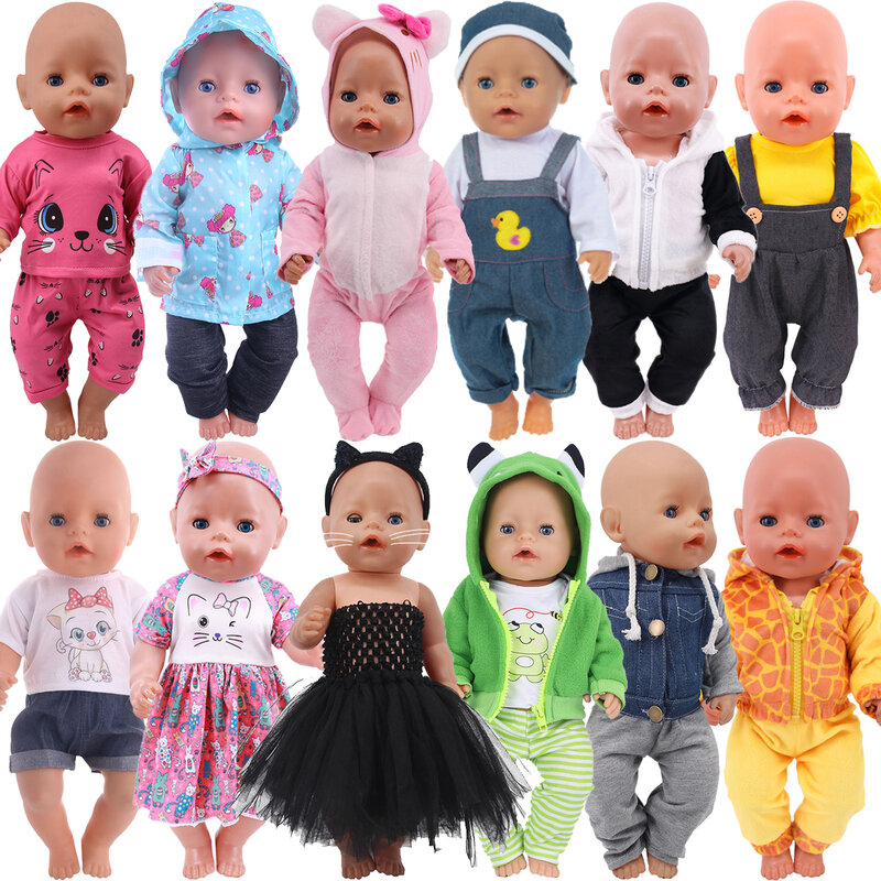 Bambola vestiti per bambini Kittys Kitten Cat Cartoon Dress Shoes Fit 18 pollici American & 43cm Reborn New Born Baby Doll OG girl's Toy Doll