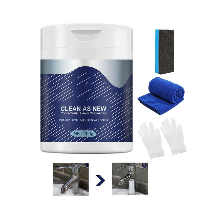 Kitchen Cleaning Powder Multi-Purpose Grease Cleaning Foam Cleaner Rust Remover Includes Gloves Brush And Wipe