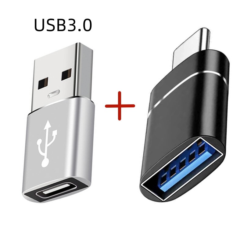 USB 3.0 C 타입 OTG 충전기 어댑터 커넥터, PC 맥북 차량용 USB 아이패드용, C타입-USB 수-C타입 어댑터 컨버터, 2 개