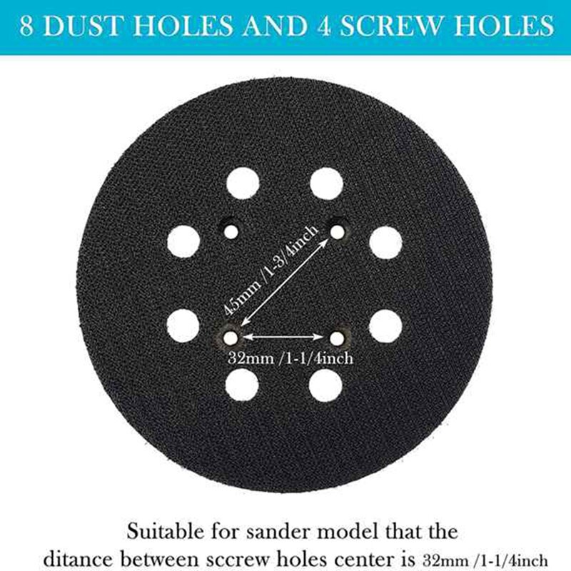 5 Inch 8 Holes 125Mm Hook Loop Sanding Backing Pad For Makita Orbital Sander Disk Discs Porter Cable Backup Stick On Pad