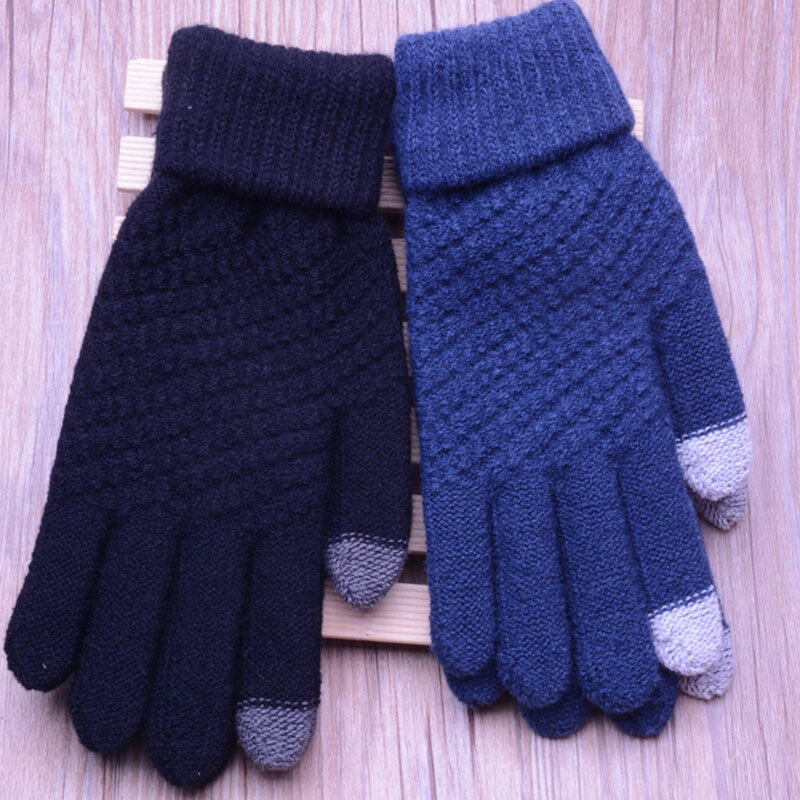 Guanti invernali caldi lavorati a maglia guanti lavorati a maglia Touch Screen per cellulare guanti invernali spessi caldi per adulti per uomo donna