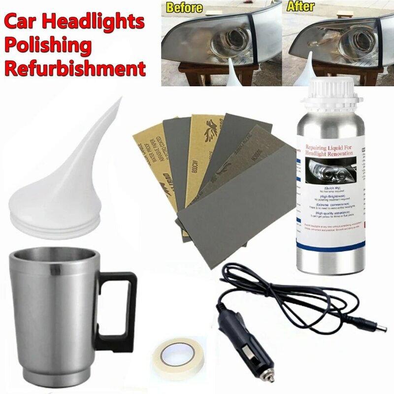 Headlight Polisher Liquid Evaporator Polymer Liquid Headlights Chemical Polish Headlight Restoration Kit Polish For Headlights