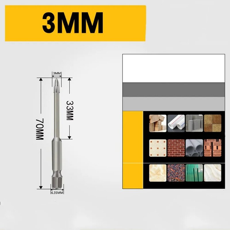 6/7/8/10/12mm Cemented Carbide Cross Hex Tile Bits Glass Marble Tile Drill Bits Concrete Hole Opener Alloy Triangle Drill