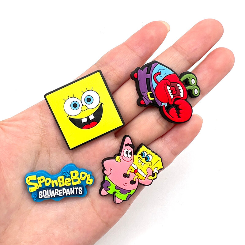 Aoger 32kinds of SpongeBob Shoe Croc Charms for Clogs Sandals Decoration Shoe Accessories Charms for Friends Gifts