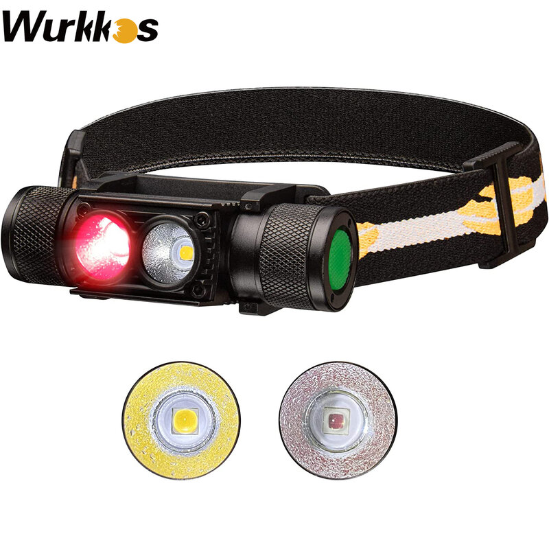 H25LR LED 90 High CRI Rechargeable Waterproof Headlamp Powerful Lightweight Head Flashlight with Bright White Light+Red 660nm