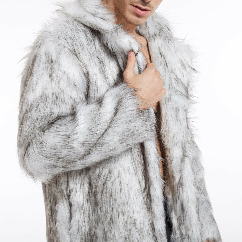 Winter Jacket Man Faux Fox-Fur Coat Mink Coats Luxury Clothing Largr Size Thicekn Warm Outerwear 2023 New Fleece Soft Erkek Mont