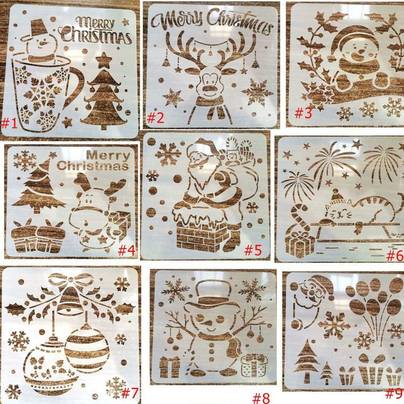 Christmas Style Stencil Spray Pintura Template, boneco de neve bonito, Papai Noel, DIY Wall, Janela, Floor Decor, Graffiti Drawing Tool
