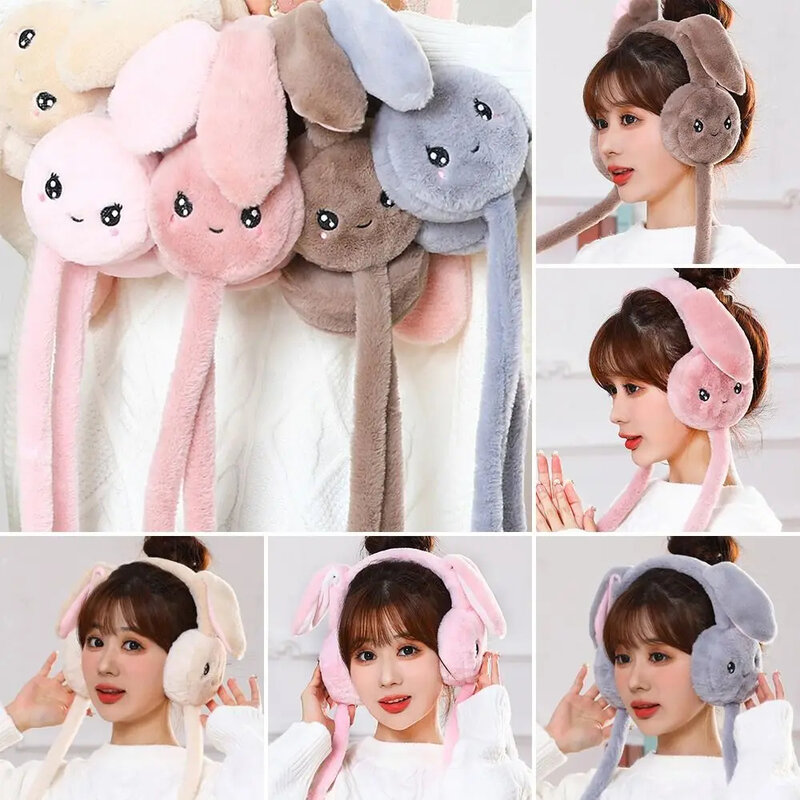 1Pcs Ladies Plush Autumn And Winter Warm Earmuffs Lovely Air Bag Rabbit Ears Cold soft Comfortable Earmuffs Daily Wear