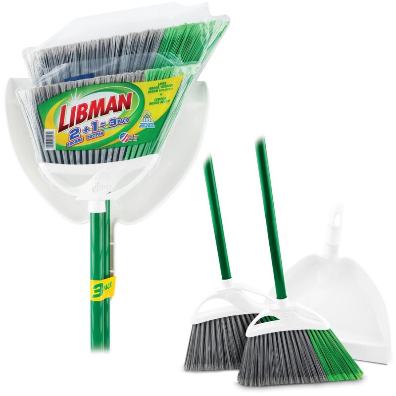 Libman Precision Angle Broom and Dust Pan Value Pack verde/bianco