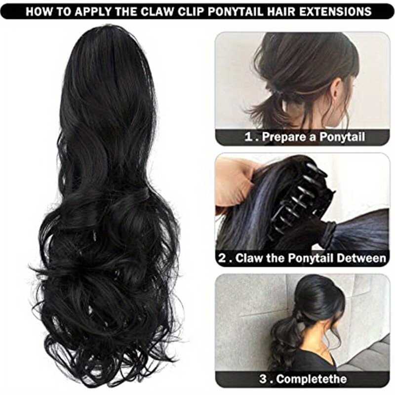 22 Inch Claw Clip In Wavy Ponytail Extension Synthetic Fiber Hair Piece Long Wavy Ponytail Extensions For Women Girls