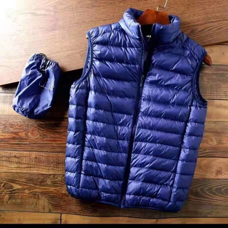 2023  Light and Thin Down Jacket Men's Vest Casual Warm Loose Inside and Outside Wear Autumn and Winter Basic Vest Mens Jacket