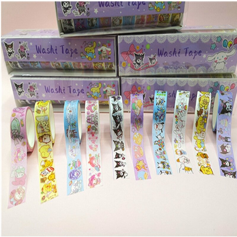 Pegatinas decorativas de material de cuenta de mano Sanrio, Melody, cinnamon dog, Kulomi tape, DIY toy gift, 10 rollos