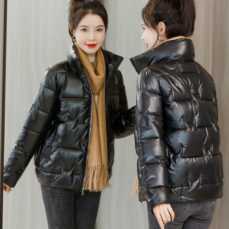 여성용 스탠드 칼라 파카, 단색 한국 패션, 캐주얼 올매치, 심플하고 시크한 바람막이, 두꺼운 따뜻한 인스타 겨울 방한 코트