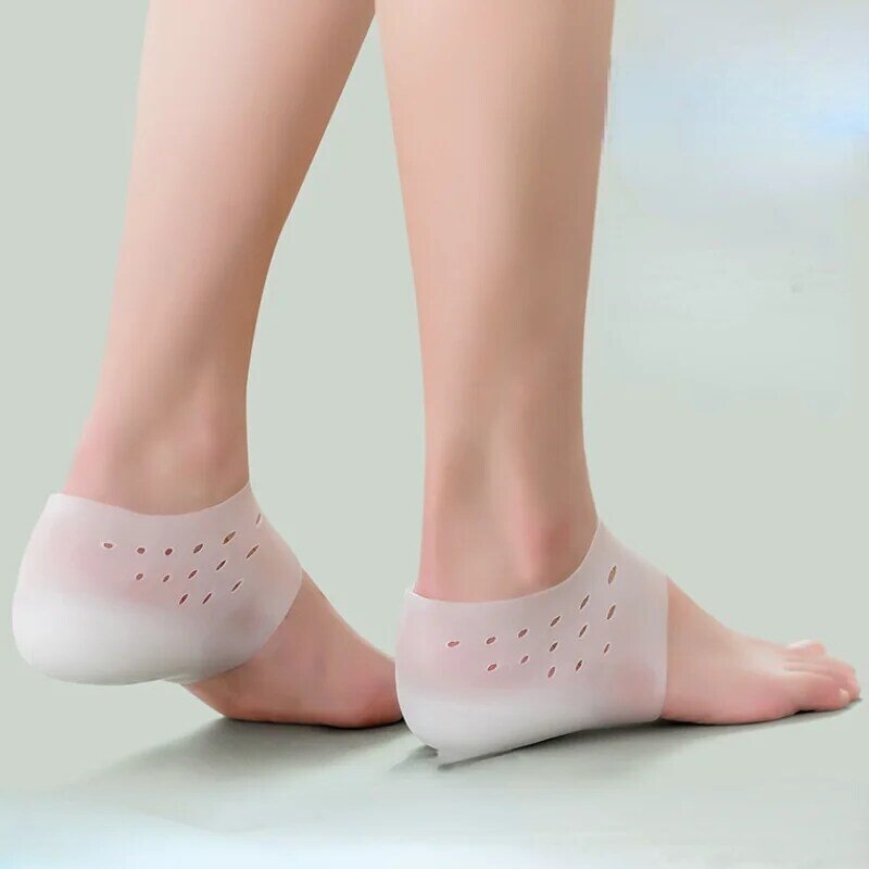 Unisex ความสูงที่มองไม่เห็นเพิ่ม5เจลซิลิโคนถุงเท้า Heel Pads Orthopedic Arch สนับสนุน Heel Cushion Insoles Pad นวดเท้า