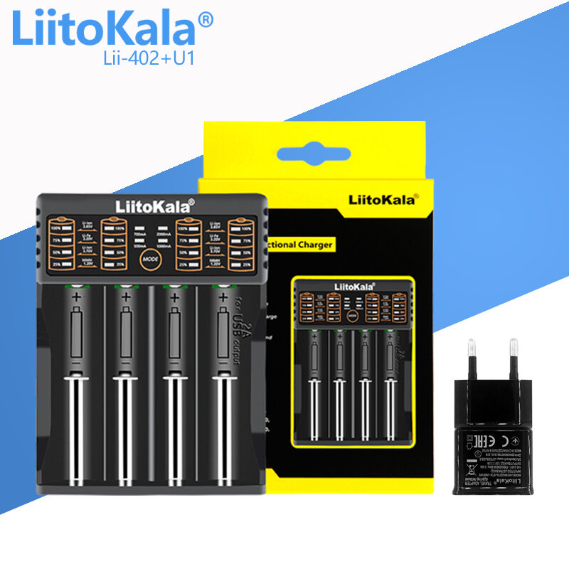 LiitoKala-شاحن بطارية ذو فتحة مزدوجة ، Lii-M4 ، Lii-202 ، Lii-402 ، S2 ، S4 ، 18650 ، 1.2 فولت ، 3.7 فولت ، 3.2 فولت ، AA ، AAA ، 26650 ، 21700 ، NiMH ، 10 قطعة