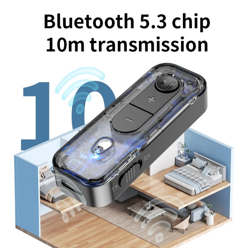 Adaptador Bluetooth 5.3 Receptor sem fio, Fone de ouvido Aux, Transmissor para fone de ouvido, TV, Car Audio, 3.5mm