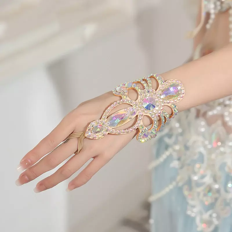 Danza del ventre danza orientale nuove prestazioni speciale pulsante dito Super Flash braccialetto di diamanti caldi fatti a mano con accessori