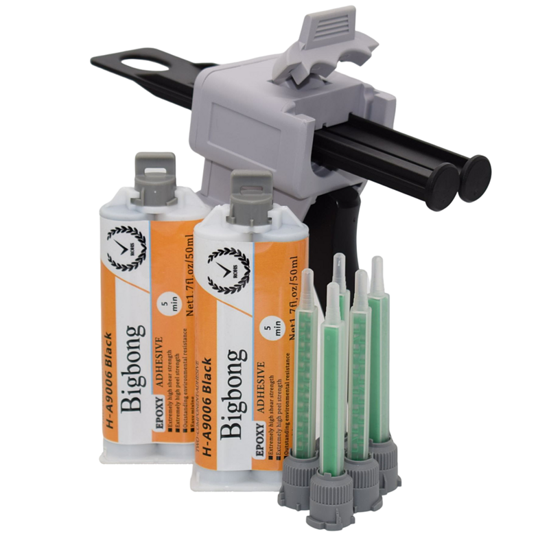 2pcs 50ml Epoxy Adhesives Glues 1:1 Black AB Glue and 50ml Glue Guns 1:1 Caulking Gun Dispenser with 5pc Static Mixing Nozzles