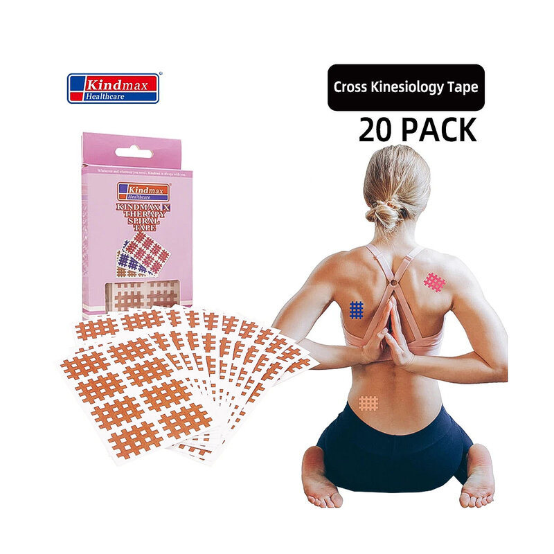 Kindmax 20 Sheets/Pack Kinesiology Cross Tape,Adhesive Kinesiological Body Tape Physical Therapy Acupuncture Stickers Dropship