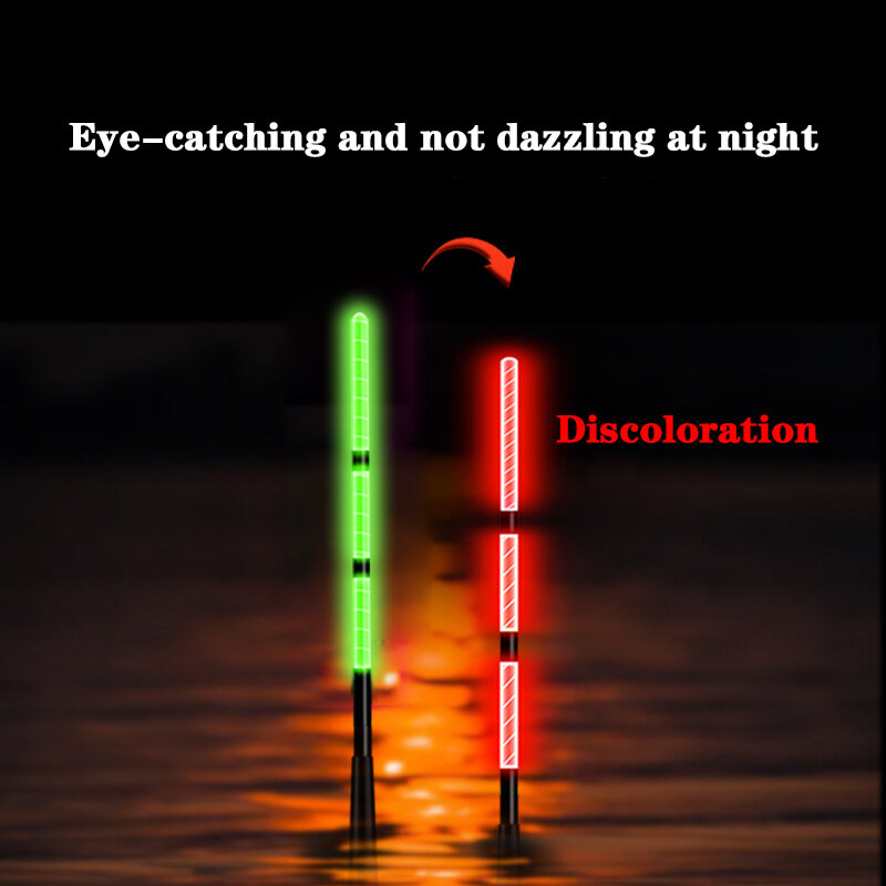 Nuovo galleggiante da pesca elettronico corto con LED luminoso che rileva il cambiamento di colore e il galleggiante da pesca con coda di cielo nuvoloso accattivante