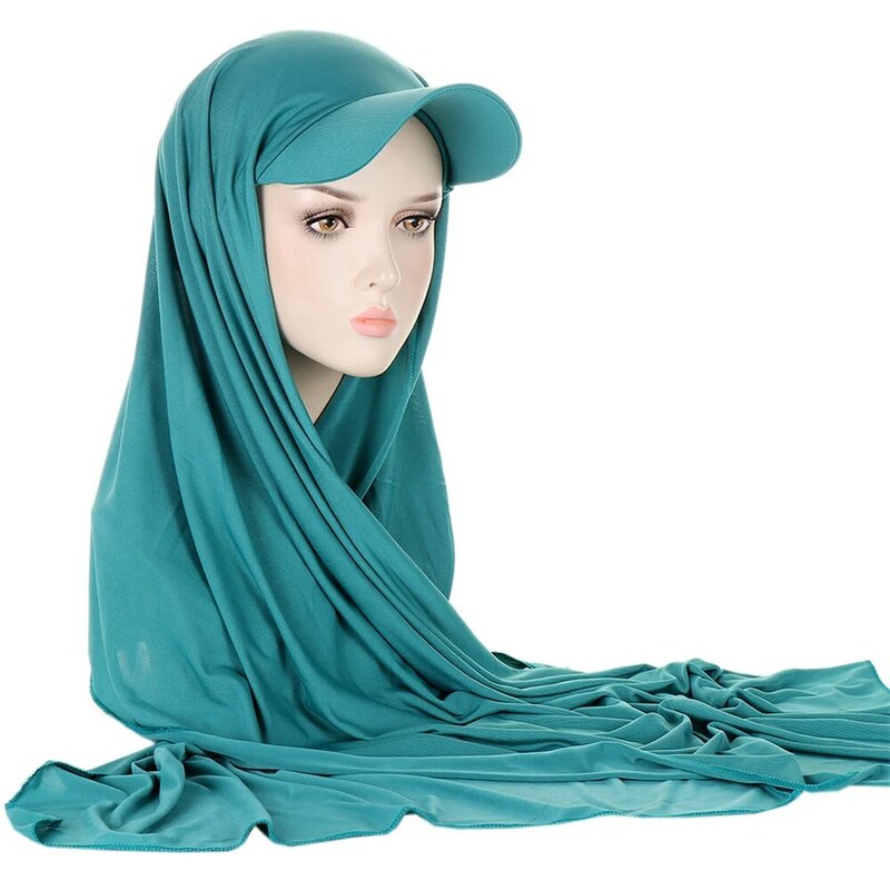 2024 Musilm donna Jersey Hijab con Base Ball Cap cappello sportivo estivo con sciarpa in Jersey pronto da indossare Jersey Sport Hijab istantaneo