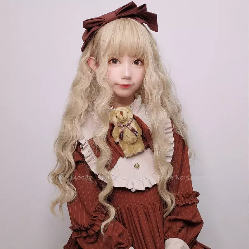 ญี่ปุ่นอะนิเมะ Lolita Elf Princess Cosplay วิกผมผู้หญิง Carnival Party Stage Performance Headwear Props Kawaii ตุ๊กตาผมยาวหยิก