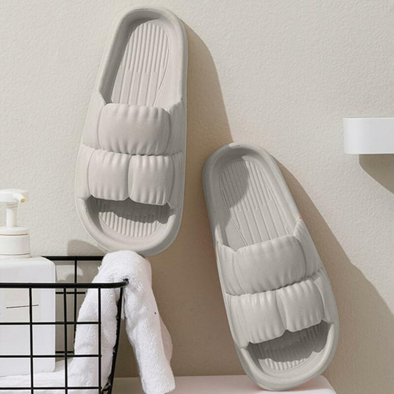 1 Pair Indoor Sandals Non-slip Soft Sole Quick Dry Flat Heel Thick Platform No Odor Summer Beach Female Flip Flops Home Supplies
