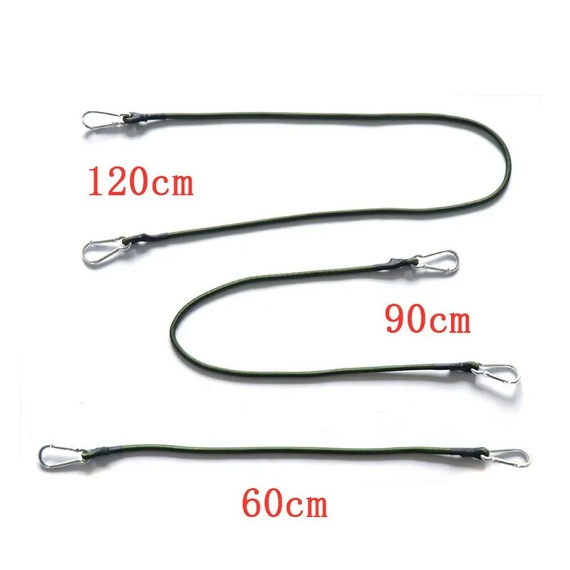 Cordas de corda elástica de alta tenacidade com mosquetão, ideais para carga, proteção, aplicações ao ar livre, 60 cm, 90 cm, 120cm