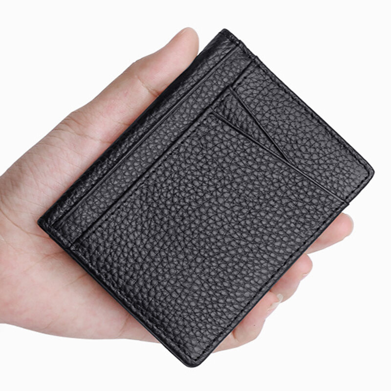Super cienki miękki portfel 100% spódnica Mini ze skóry naturalnej etui na karty kredytowe torebka na monety z wieloma automatami portfel portmonetka etui na karty portfel męski
