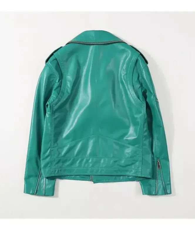 Abrigo de piel auténtica para mujer, chaqueta de cuero auténtico para motocicleta, estilo coreano PY14, primavera y otoño