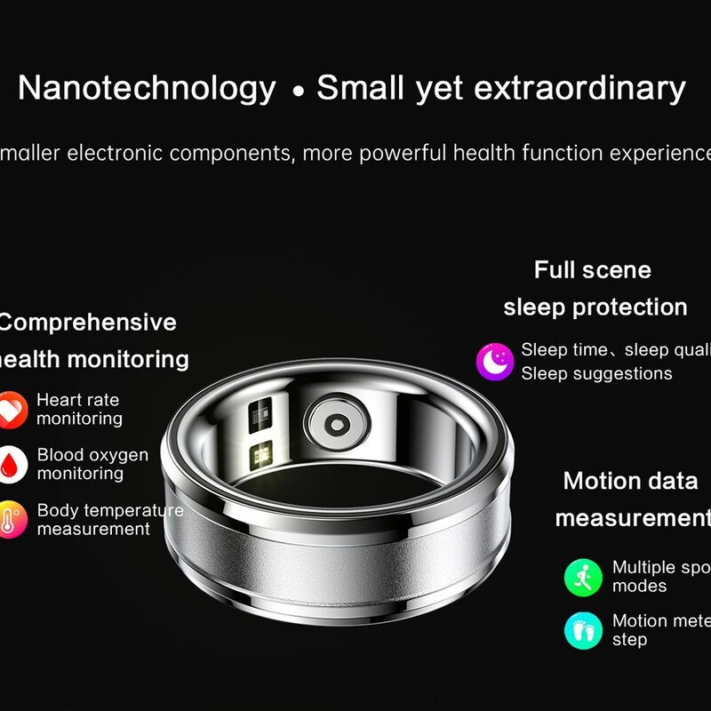 Smart Ring Fitness Tracker Gezondheid Hartslagmeter Bluetooth Bloed Zuurstof Slaapstappenteller Digitale Ring Voor Mode-Koppels