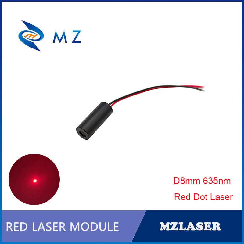 Compact Red Dot Laser Diode Module, Industrial Grade, D8 mm, 635nm, 3V, 30MW, Spot Laser Module, CW Circuit Model, Hot Selling