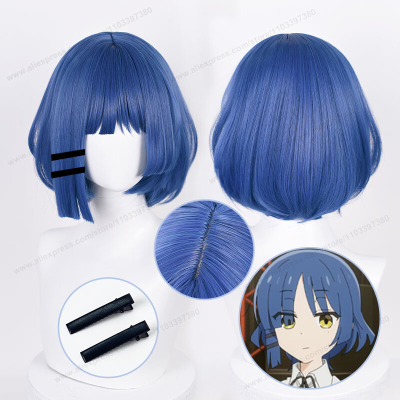 Anime Yamada Ryo peruka do cosplay 30cm niebieskie szare włosy ze spinką do włosów żaroodporne damskie peruki imprezowe + czapka z peruką