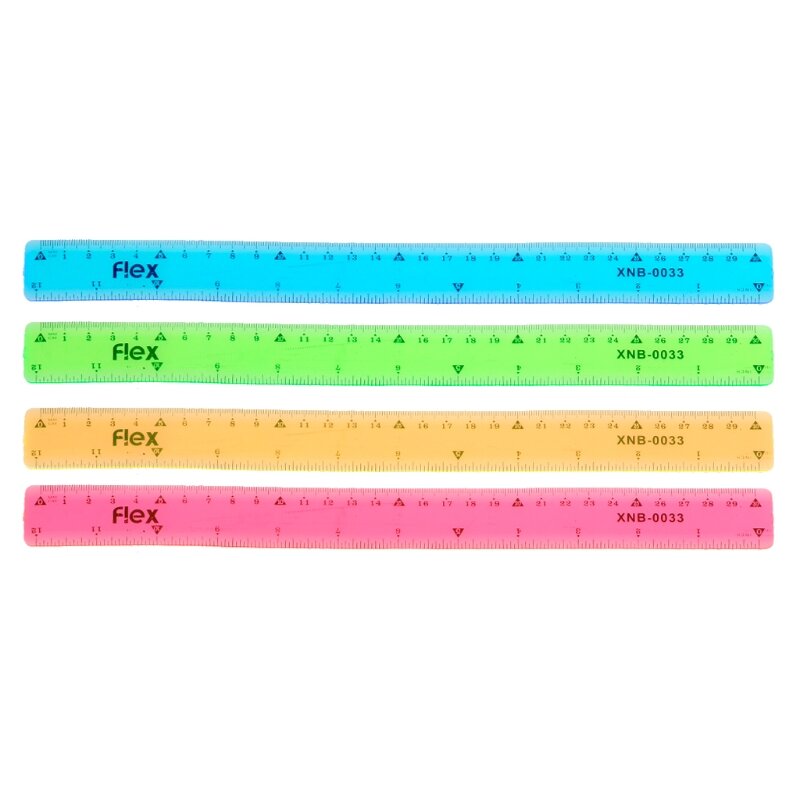 Soft Clear Ruler Bendable Anti-break PVC Ruler Inches Metric Scales for Students