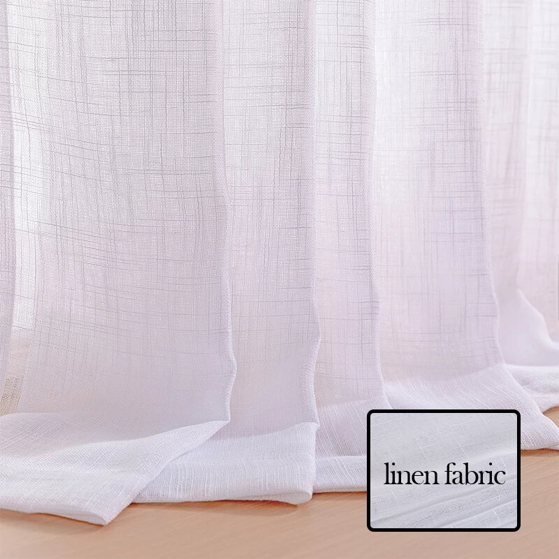 BILEEHOME สีขาวผ้าลินินผ้าม่าน Tulle ในห้องนั่งเล่นห้องนอนโมเดิร์นผ้าลินิน Voile ผ้าม่านสำเร็จรูป Sheer Window ผ้าม่านหนา