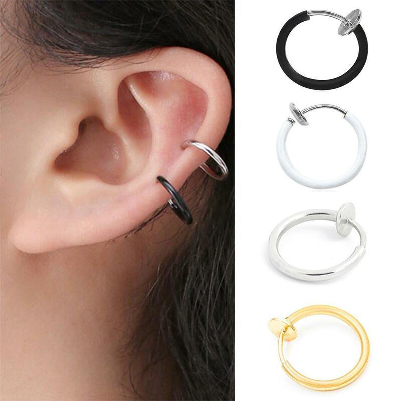 2PCS Women/Man Small Hoops Earring Piercing Chunky Ear Cartilage Tragus Simple Thin Circle Anti-allergic Ear Jewelry