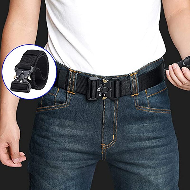 3-Pack Tactical Belt Style Belt for Men Heavy-Duty Quick-Release Belt with Extra Molle Key Ring Holder Gears 3 colors