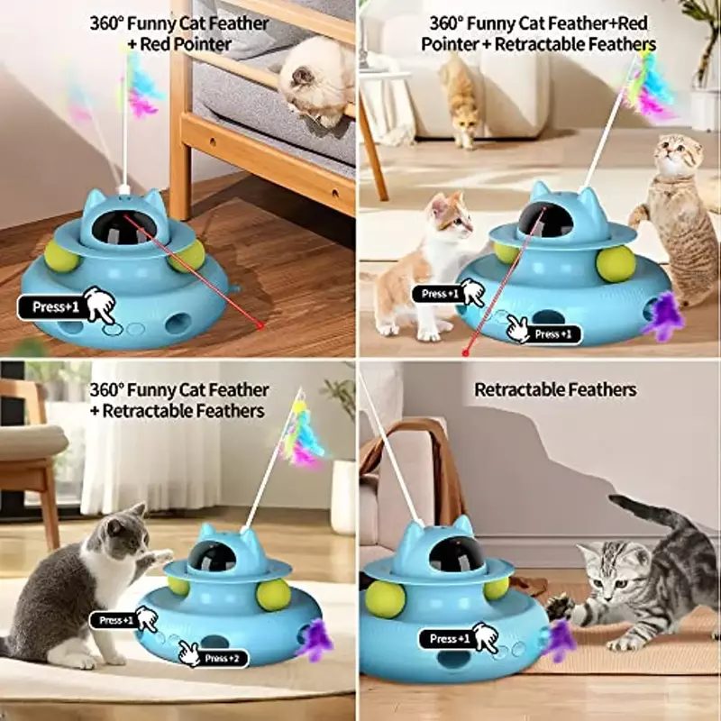 Giocattoli per gatti interattivi, giocattoli leggeri e giocattoli di piume 4 in 1, ricarica giocattoli per esercizi per interni automatici