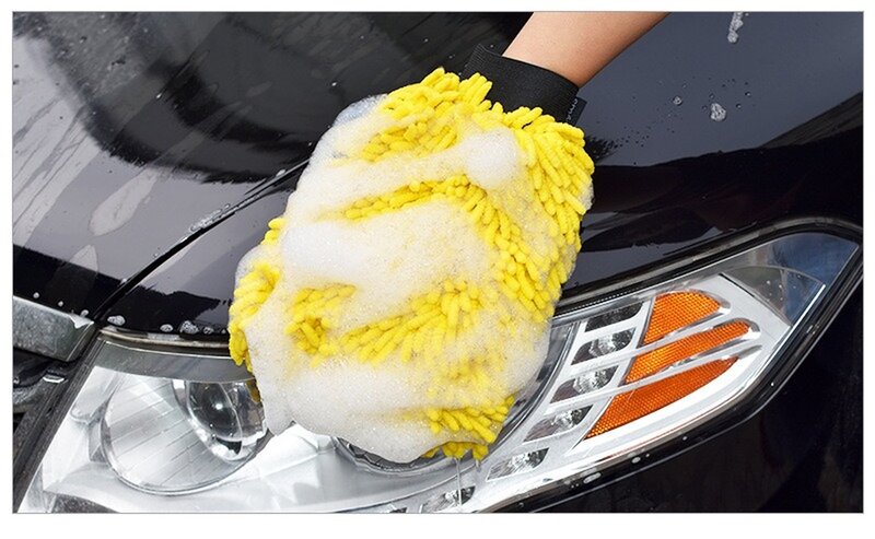1PCS Waterproof Car Wash Microfiber Chenille Gloves Thick Car Cleaning Mitt Wax Detailing Brush Auto Care Double-faced Glove