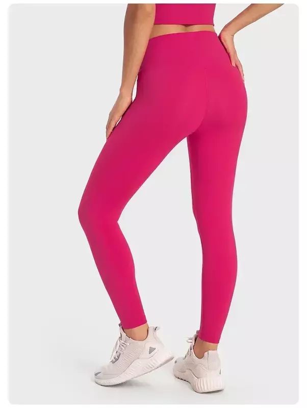 Lemon Align-Pantalon de yoga taille haute pour femme, collants de sport, sans couture avant, entraînement, course à pied, fitness, sensation nue