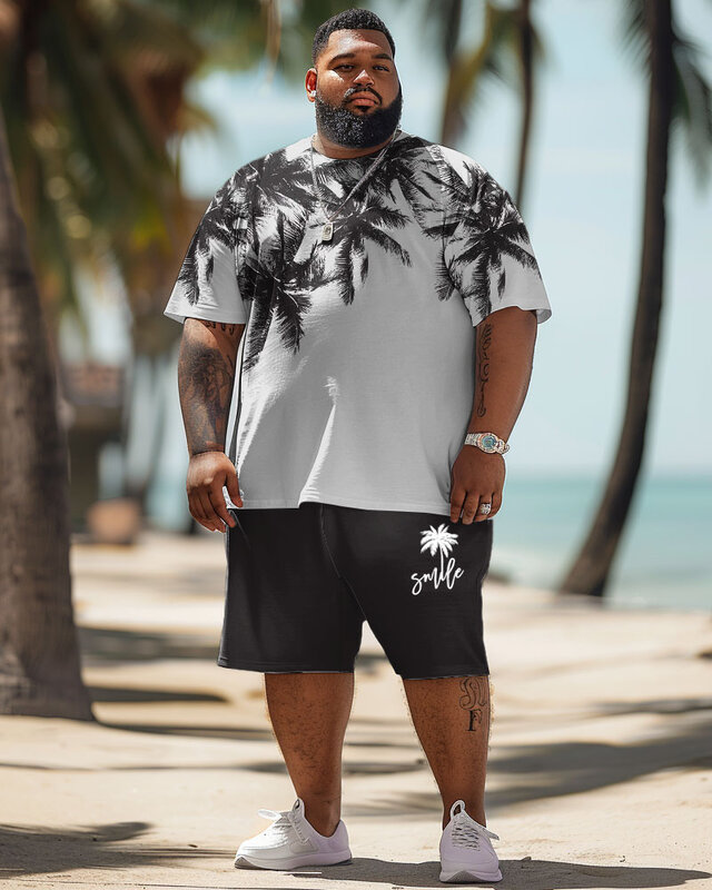 Biggmans Plus Size Set L-9Xl for Summer T-shirt Oversize Hawaii Suit Men's Casual Colorblock Relaxed Pattern Print Large 7XL 8XL