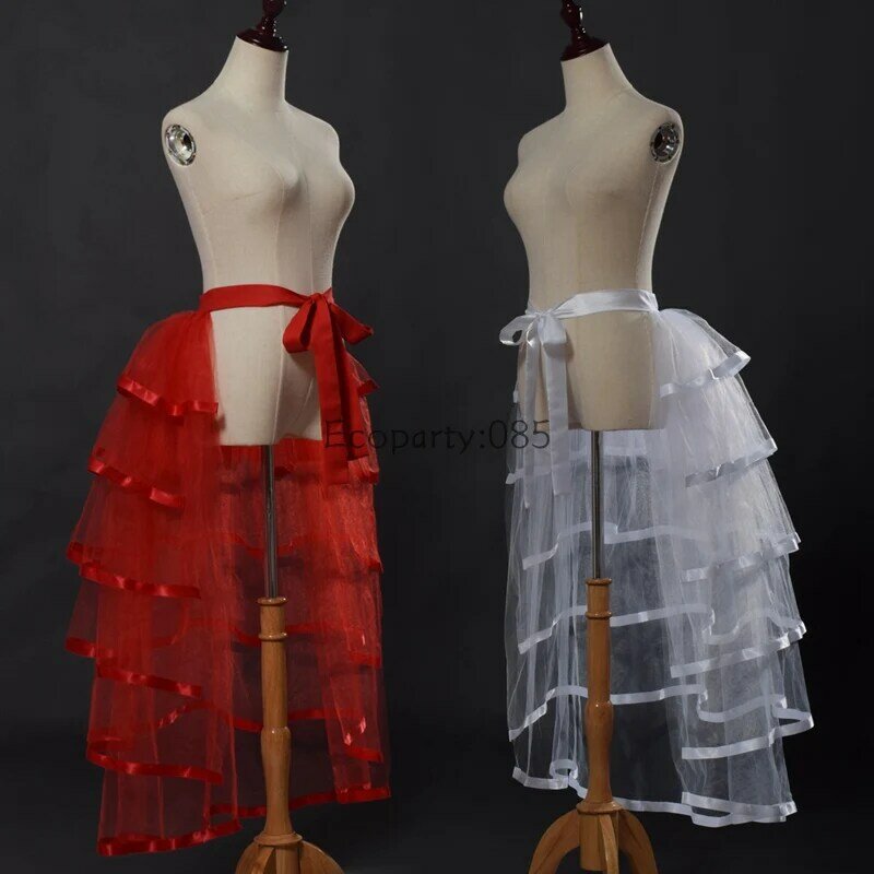 Women Punk Puffy Ruffle Tutu Bustle Skirts Sexy Steampunk Cocktail Party Tie-on Overskirt Gothic Tulle Skirt for Female