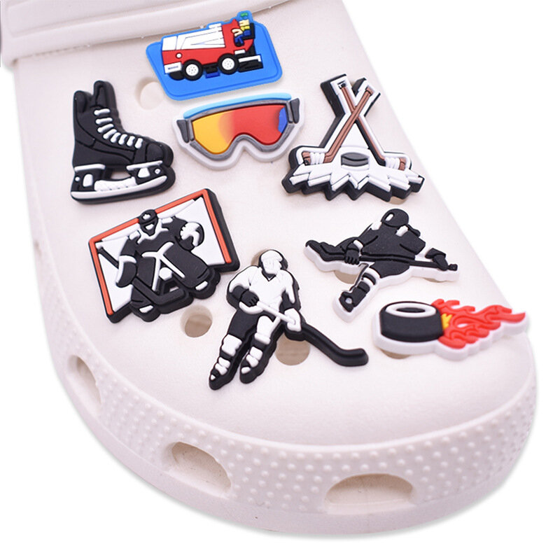 Accesorios populares para zapatos de Hockey, hebilla de PVC para zapatos, decoración de diseñador para Croc, dijes para fanáticos del Hockey, 1 ud.